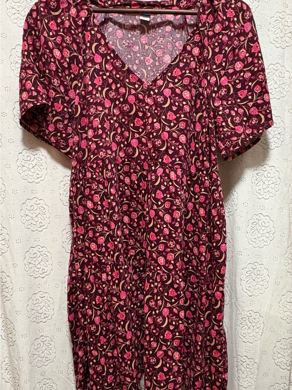 Summer Sale | Old Navy Floral Babydoll Mini Dress Women’s Medium Berry Pink